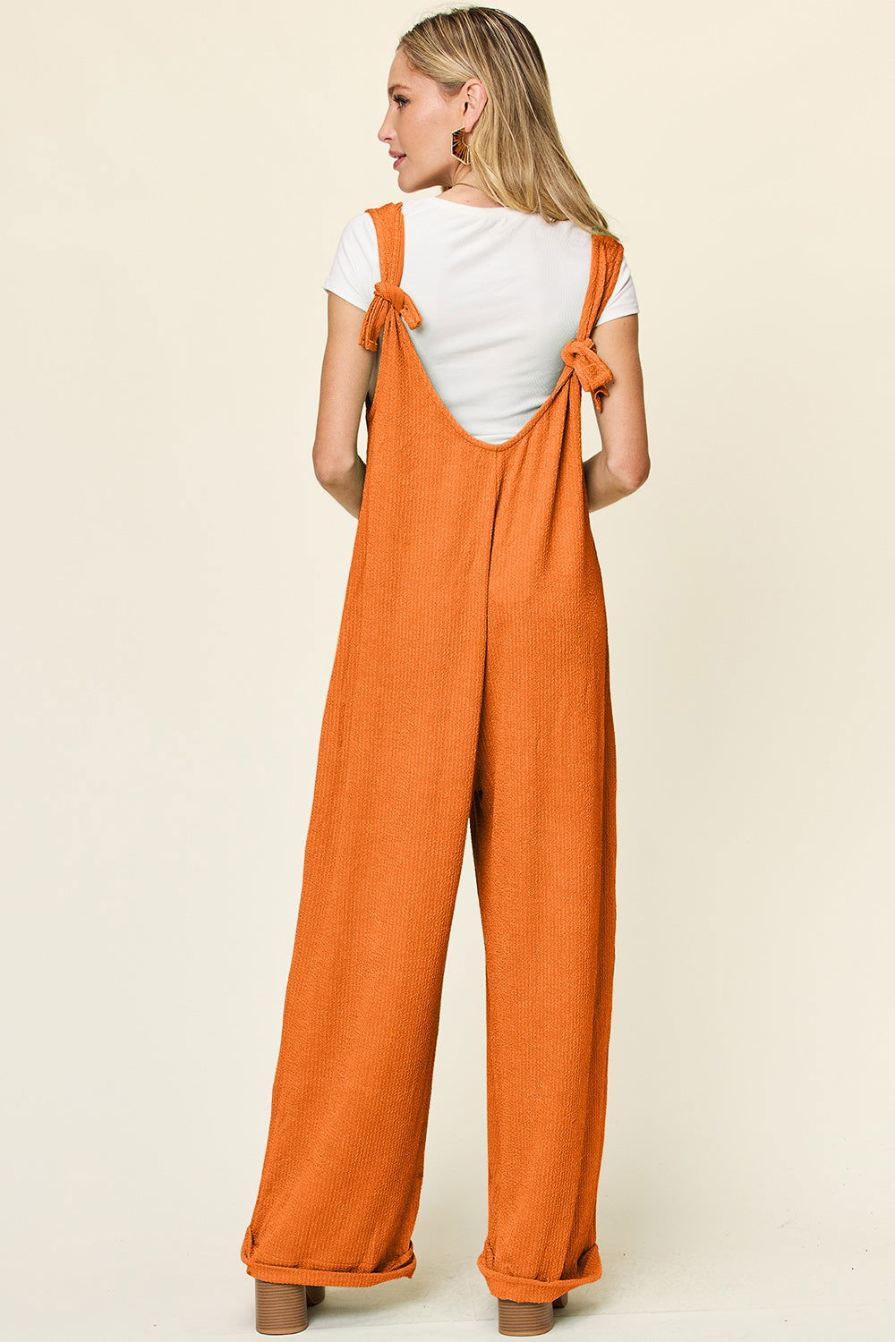 Double Take Full Size Texture Sleeveless Wide Leg Jumpsuit us.meeeshop - 