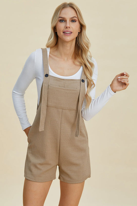 Double Take Texture Sleeveless Romper Shortall us.meeeshop - Jumpsuits & Rompers