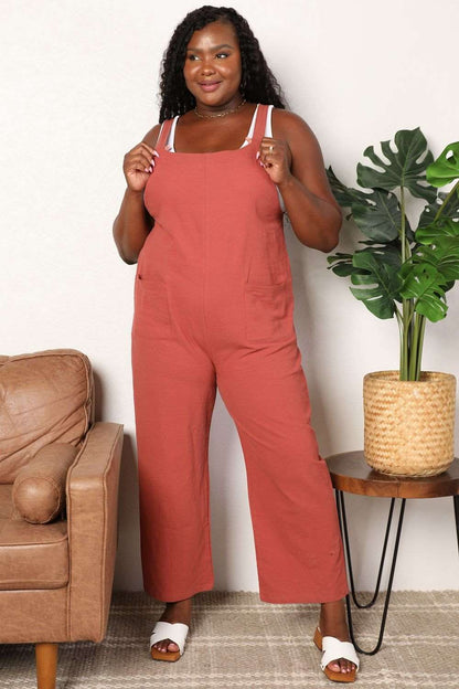 Double Take Wide Leg Overalls with Front Pockets us.meeeshop - Pants