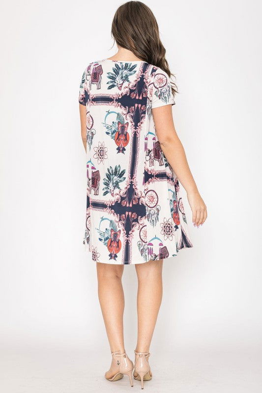 Dream Catcher Print Shift Dress us.meeeshop - 