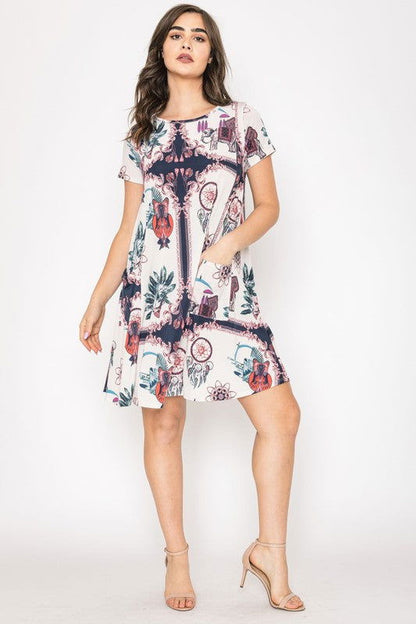 Dream Catcher Print Shift Dress us.meeeshop - 