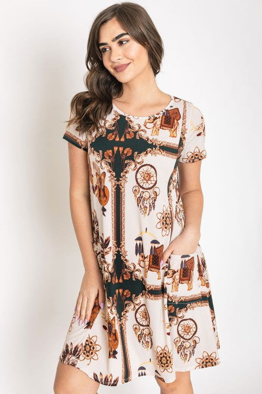 Dream Catcher Print Shift Dress us.meeeshop - Dresses