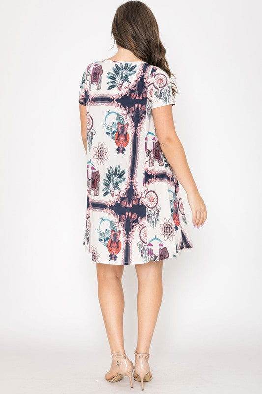 Dream Catcher Print Shift Dress - us.meeeshop