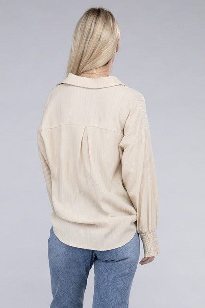 Dropped shoulder shirt in crinkle fabric us.meeeshop - 