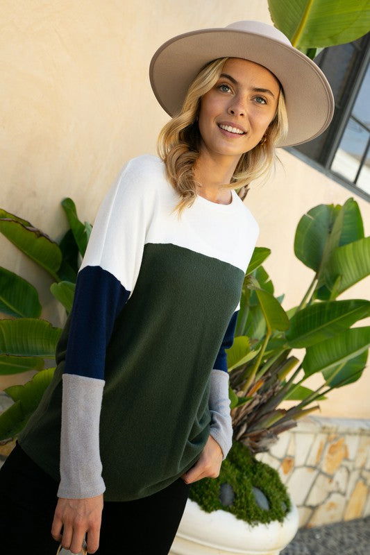 E Luna Color Block Top us.meeeshop - 