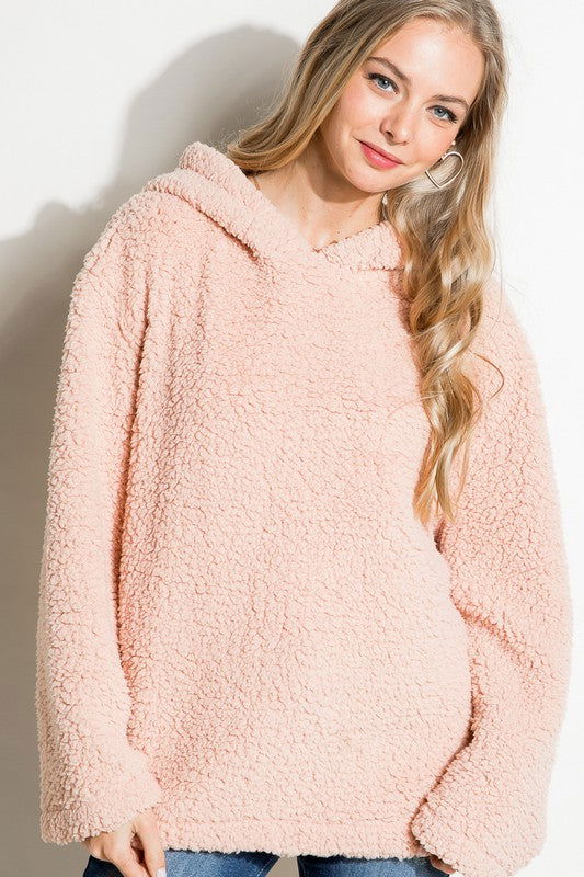 E Luna Fuzzy Faux Fur Oversized Sweatshirt us.meeeshop - Shirts & Tops