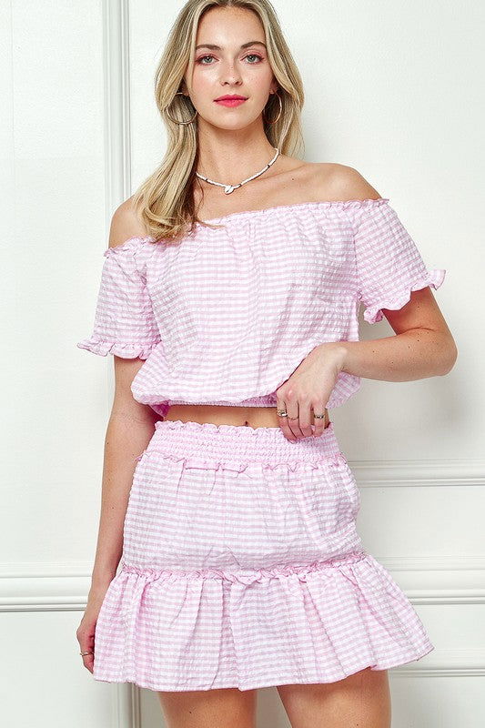 E Luna Gingham Seersuckertop And Skirt Set us.meeeshop - 