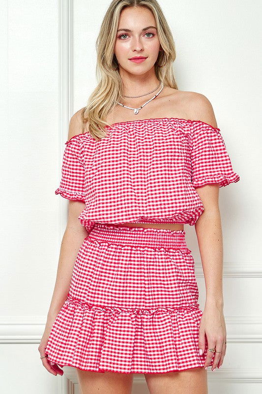 E Luna Gingham Seersuckertop And Skirt Set us.meeeshop - 