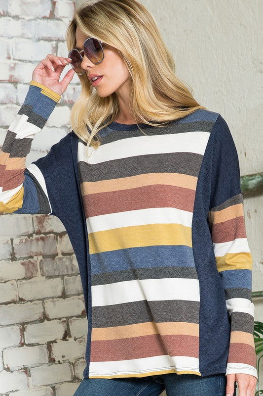 E Luna Multistripe Boxy Top us.meeeshop - 