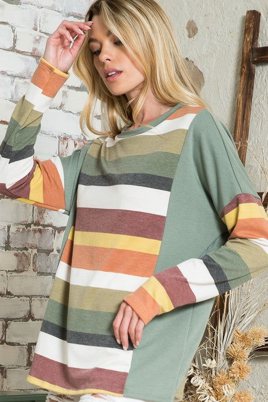 E Luna Multistripe Boxy Top us.meeeshop - 