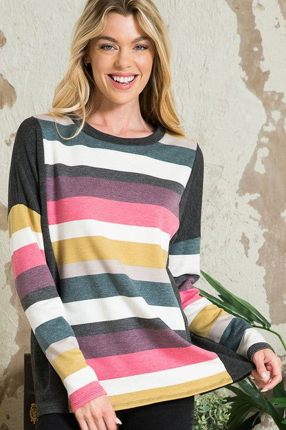 E Luna Multistripe Boxy Top us.meeeshop - 