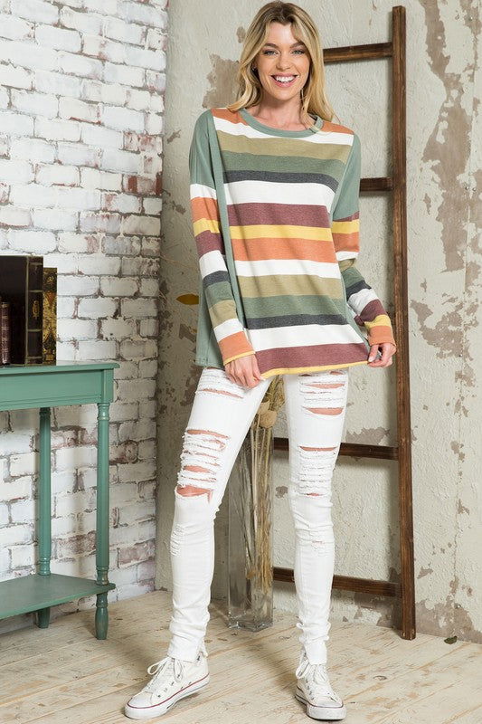 E Luna Multistripe Boxy Top us.meeeshop - 