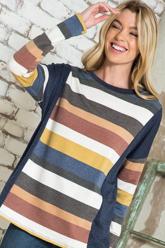 E Luna Multistripe Boxy Top us.meeeshop - 