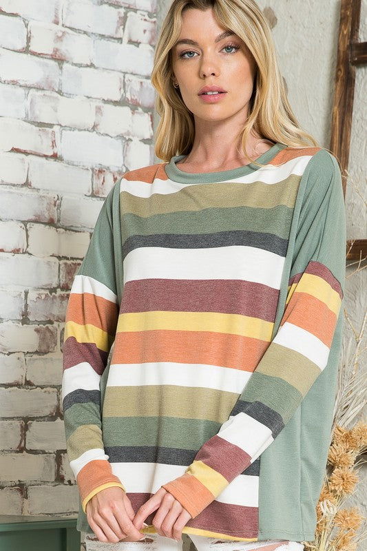 E Luna Multistripe Boxy Top us.meeeshop - 