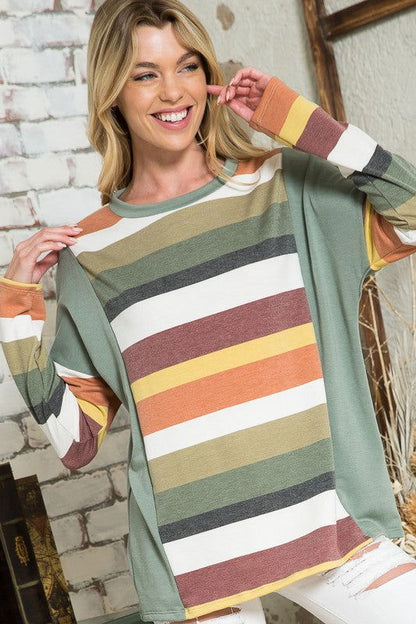 E Luna Multistripe Boxy Top us.meeeshop - Shirts & Tops