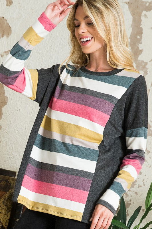 E Luna Multistripe Boxy Top us.meeeshop - 