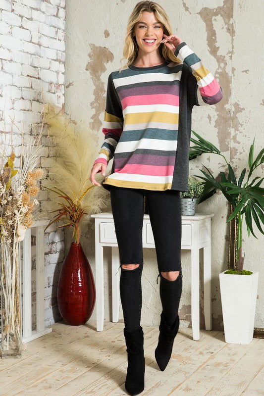 E Luna Multistripe Boxy Top us.meeeshop - 