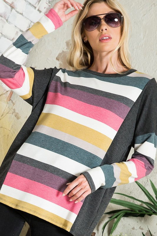 E Luna Multistripe Boxy Top us.meeeshop - 