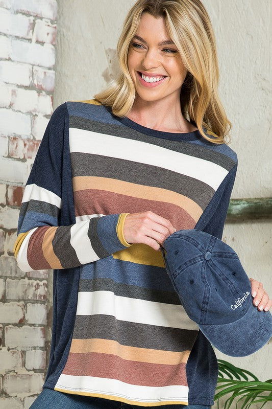 E Luna Multistripe Boxy Top us.meeeshop - 