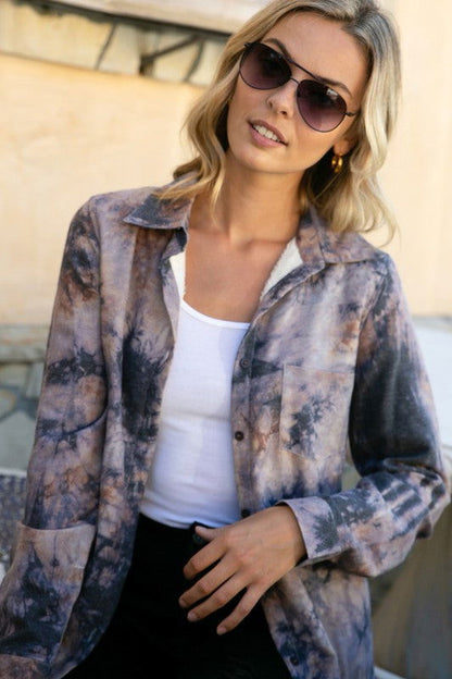 E Luna Plus Tie Dye Button Down Shirts us.meeeshop - 