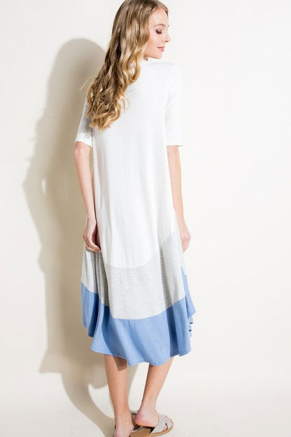 E Luna Solid Color Block Swing Dress us.meeeshop - 