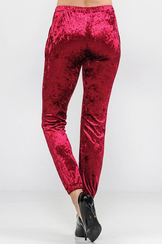 E Luna Solid Ice Velvet Joggers Casual Pants us.meeeshop - 