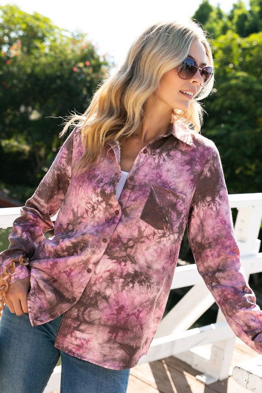 E Luna Tie Dye Button Down Shirts us.meeeshop - 