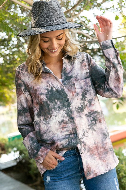 E Luna Tie Dye Button Down Shirts us.meeeshop - 