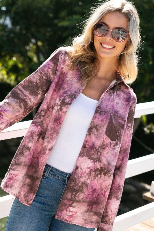 E Luna Tie Dye Button Down Shirts us.meeeshop - 