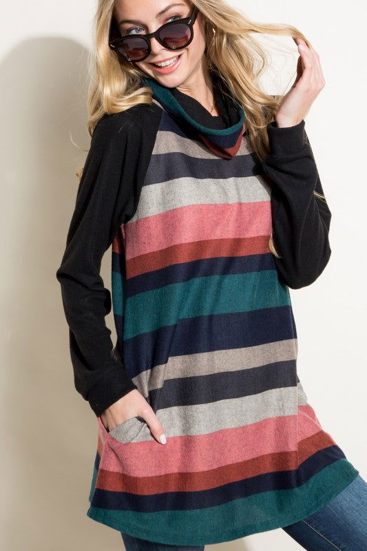 E Luna Turtle Neck Tunic Top us.meeeshop - 