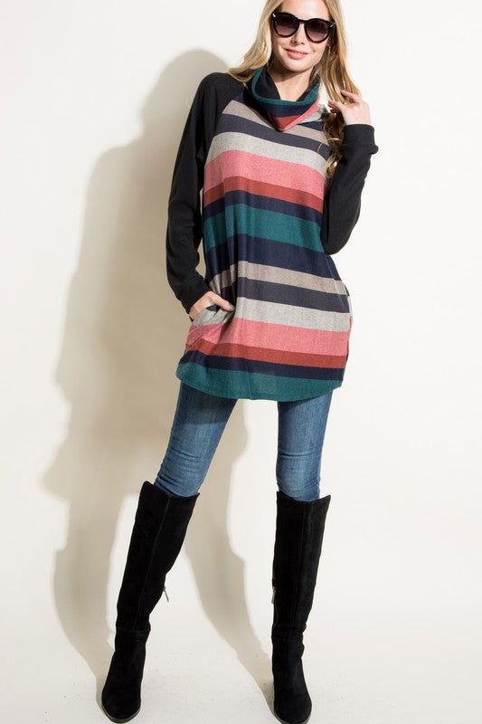 E Luna Turtle Neck Tunic Top us.meeeshop - 