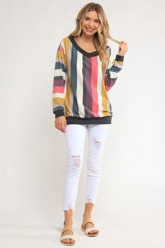 E Luna Wide V Neck Sweatshirt us.meeeshop - 