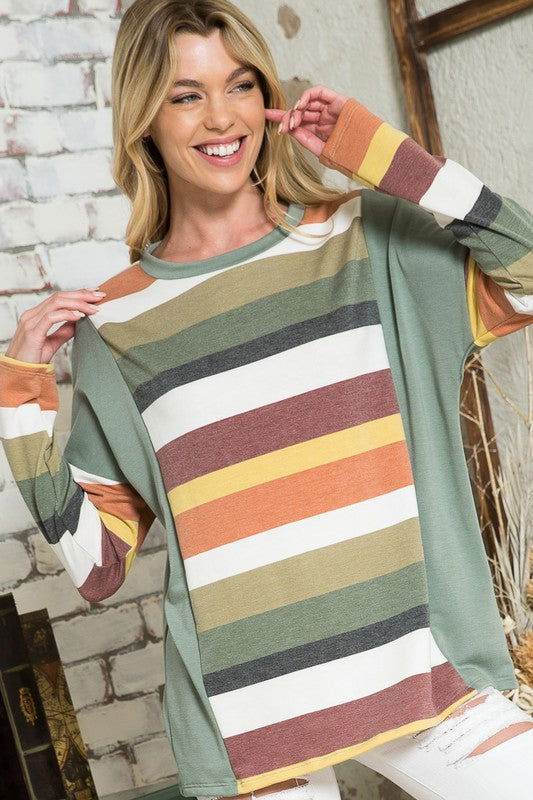 E Luna Multistripe Boxy Top - us.meeeshop