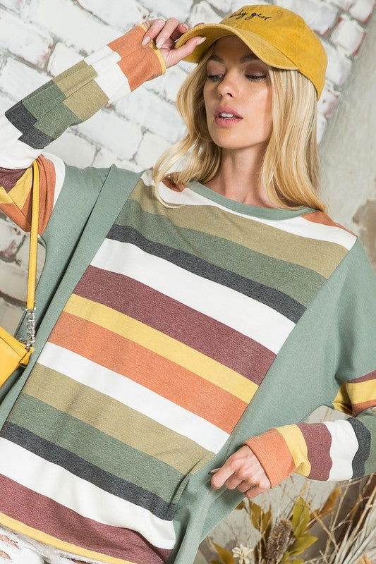 E Luna Multistripe Boxy Top - us.meeeshop