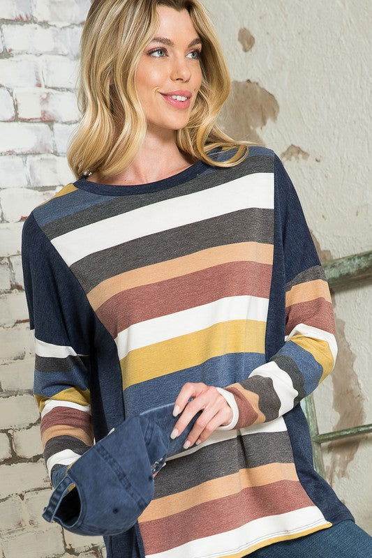 E Luna Multistripe Boxy Top - us.meeeshop