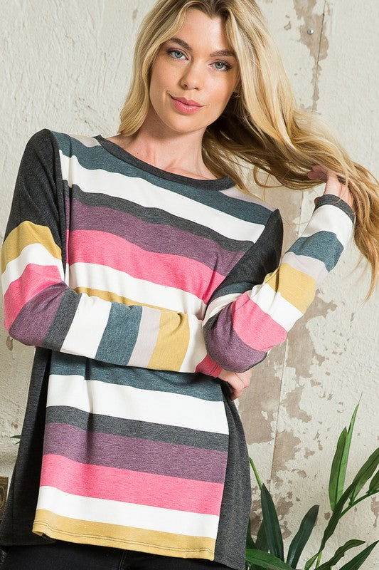 E Luna Multistripe Boxy Top - us.meeeshop