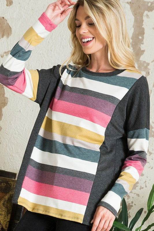 E Luna Multistripe Boxy Top - us.meeeshop