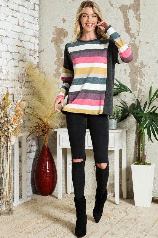 E Luna Multistripe Boxy Top - us.meeeshop