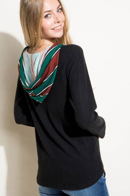 E Luna Stripe Mixed Sweatshirt - us.meeeshop