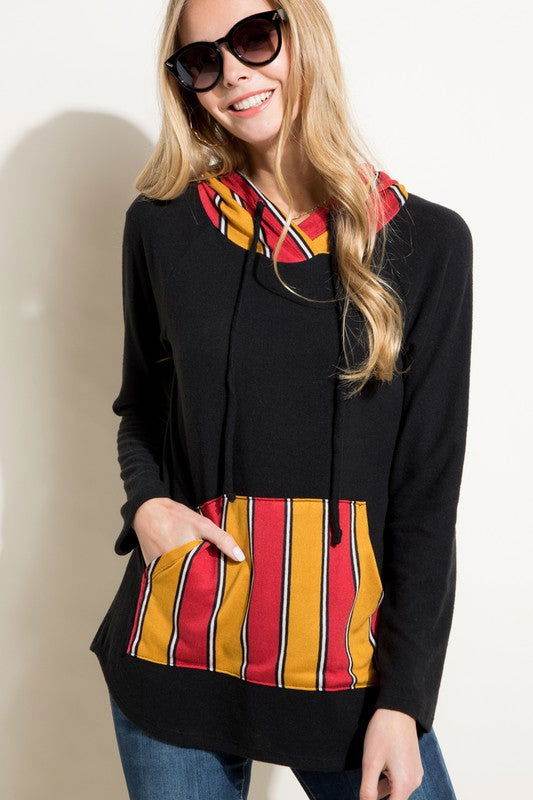 E Luna Stripe Mixed Sweatshirt - us.meeeshop