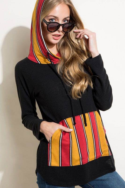 E Luna Stripe Mixed Sweatshirt - us.meeeshop