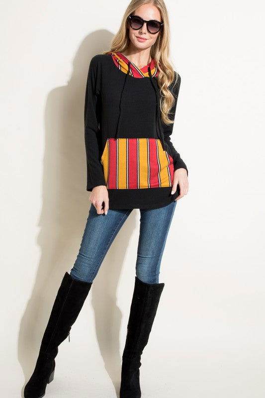 E Luna Stripe Mixed Sweatshirt - us.meeeshop