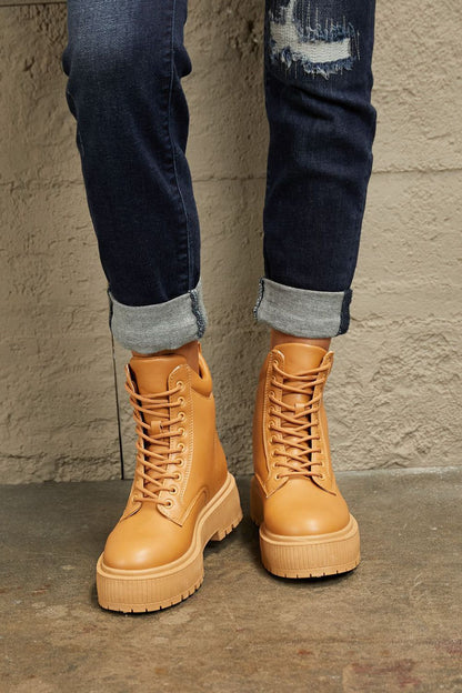 East Lion Corp | Platform Combat Boots In Caramel us.meeeshop - 