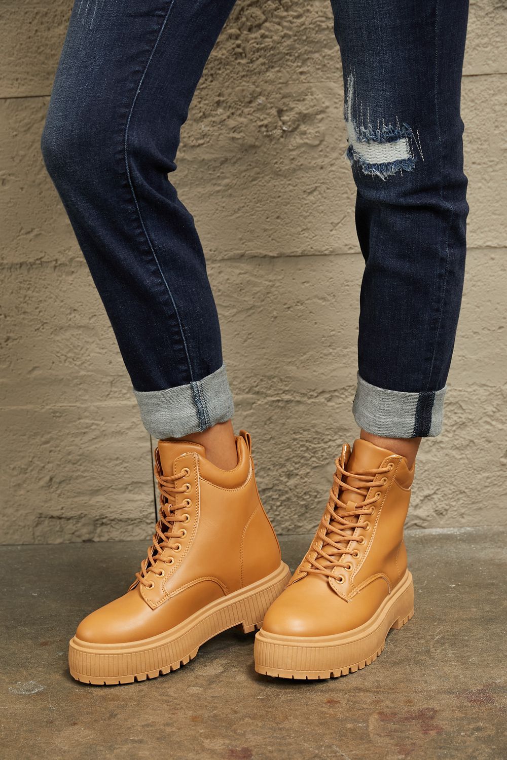 East Lion Corp | Platform Combat Boots In Caramel us.meeeshop - 