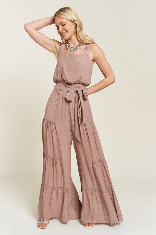 Elastic Strap Tiered Jumpsuit Plus us.meeeshop - 