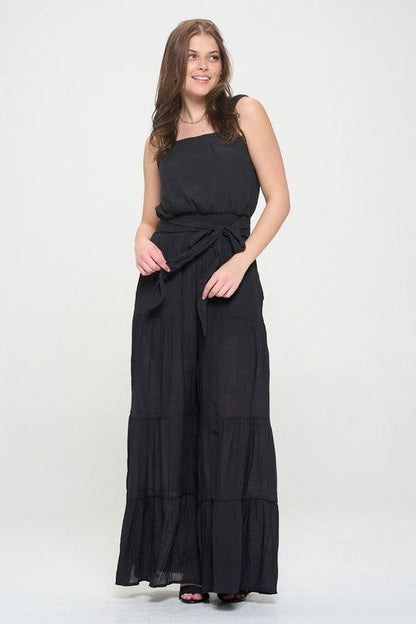 Elastic Strap Tiered Jumpsuit Plus us.meeeshop - 