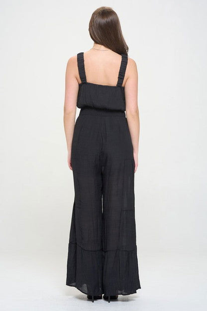 Elastic Strap Tiered Jumpsuit Plus us.meeeshop - 