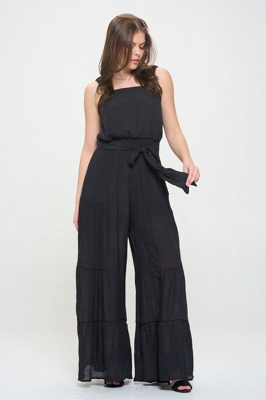 Elastic Strap Tiered Jumpsuit Plus us.meeeshop - 