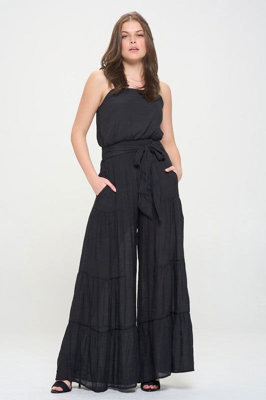 Elastic Strap Tiered Jumpsuit Plus us.meeeshop - 