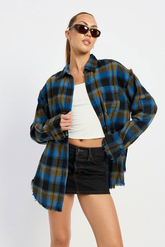 Emory Park Acid Wash Flannel Shirt us.meeeshop - Shirts & Tops